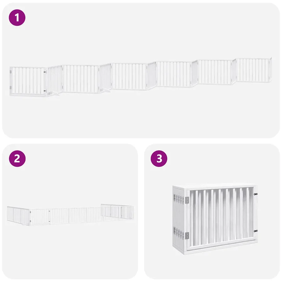Barrière pour chien porte pliable 12 panneaux bois de peuplier - 5