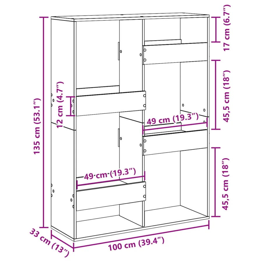 Cloison de séparation chêne marron 100x33x135cm bois ingénierie - 9