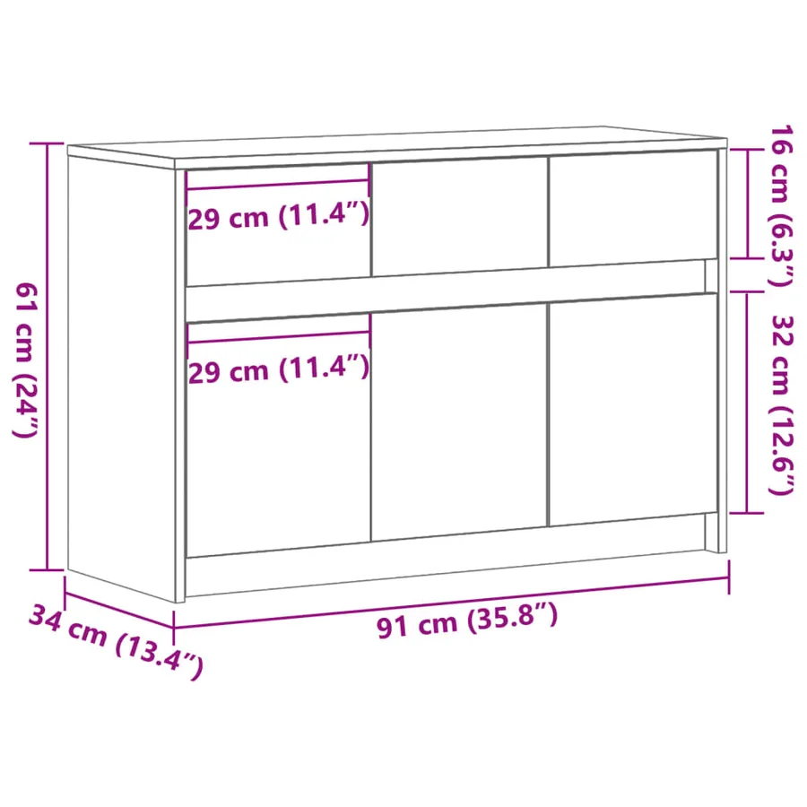 Meuble TV avec LED blanc 91x34x61 cm bois d'ingénierie - 14