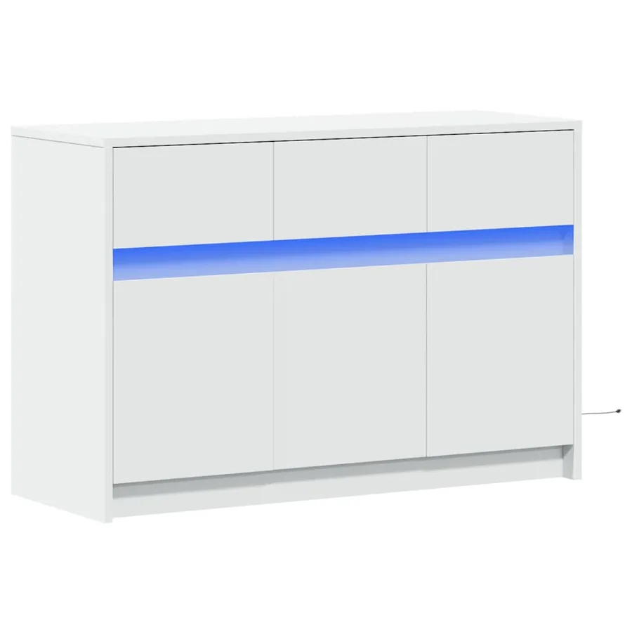 Meuble TV avec LED blanc 91x34x61 cm bois d'ingénierie - 3