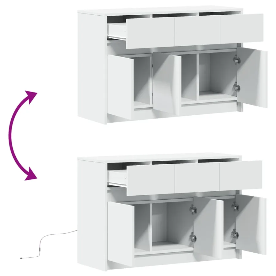 Meuble TV avec LED blanc 91x34x61 cm bois d'ingénierie - 9