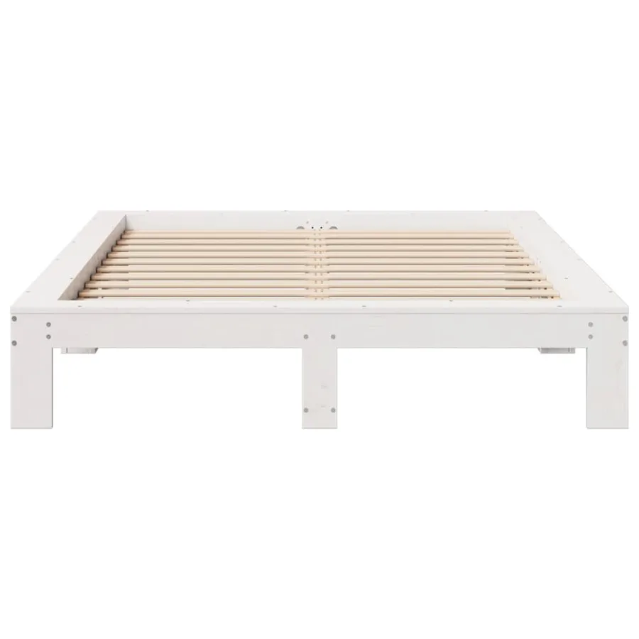 Cadre de lit sans matelas blanc 140x200 cm bois de pin massif - 4