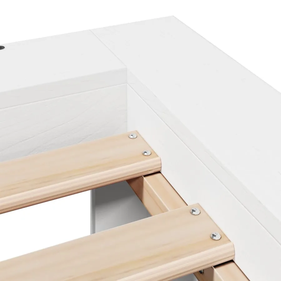 Cadre de lit sans matelas blanc 140x200 cm bois de pin massif - 6
