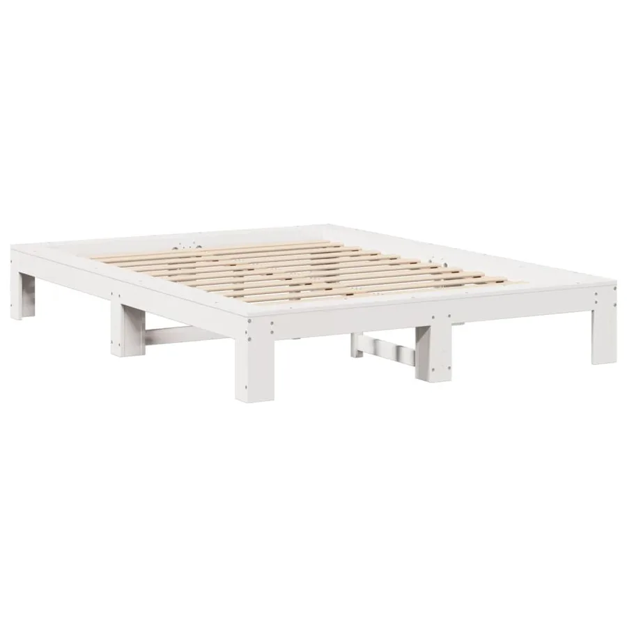 Cadre de lit sans matelas blanc 140x190 cm bois de pin massif - 3