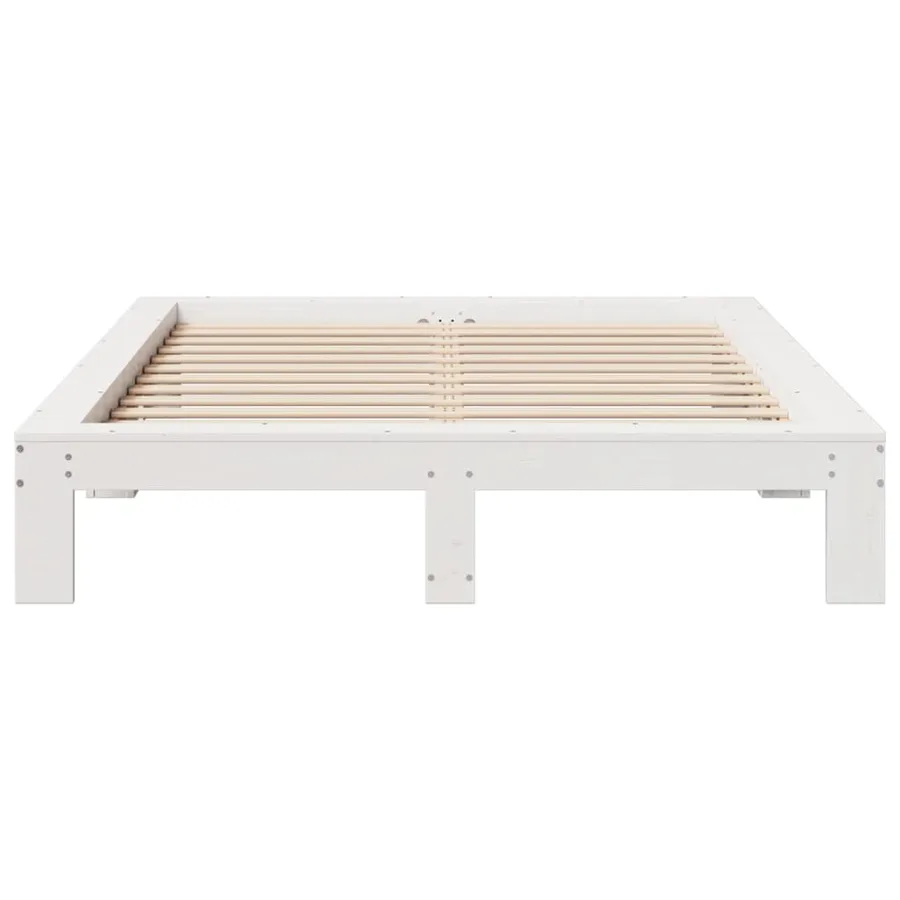 Cadre de lit sans matelas blanc 140x190 cm bois de pin massif - 4