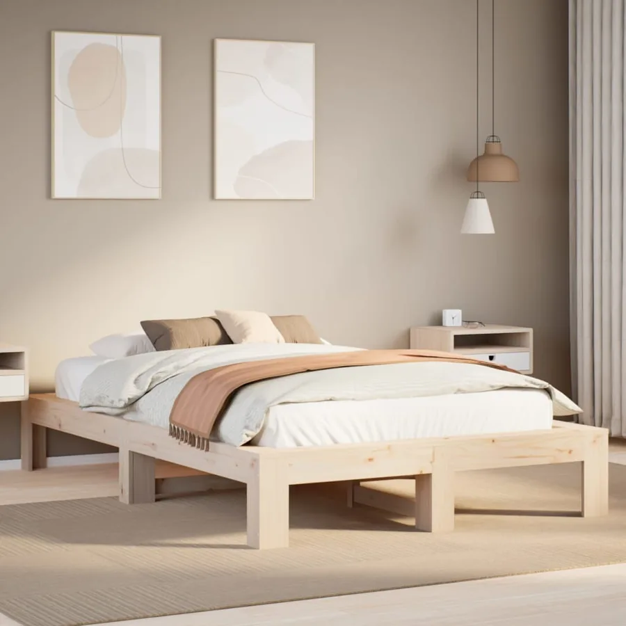 Cadre de lit sans matelas 135x190 cm bois de pin massif