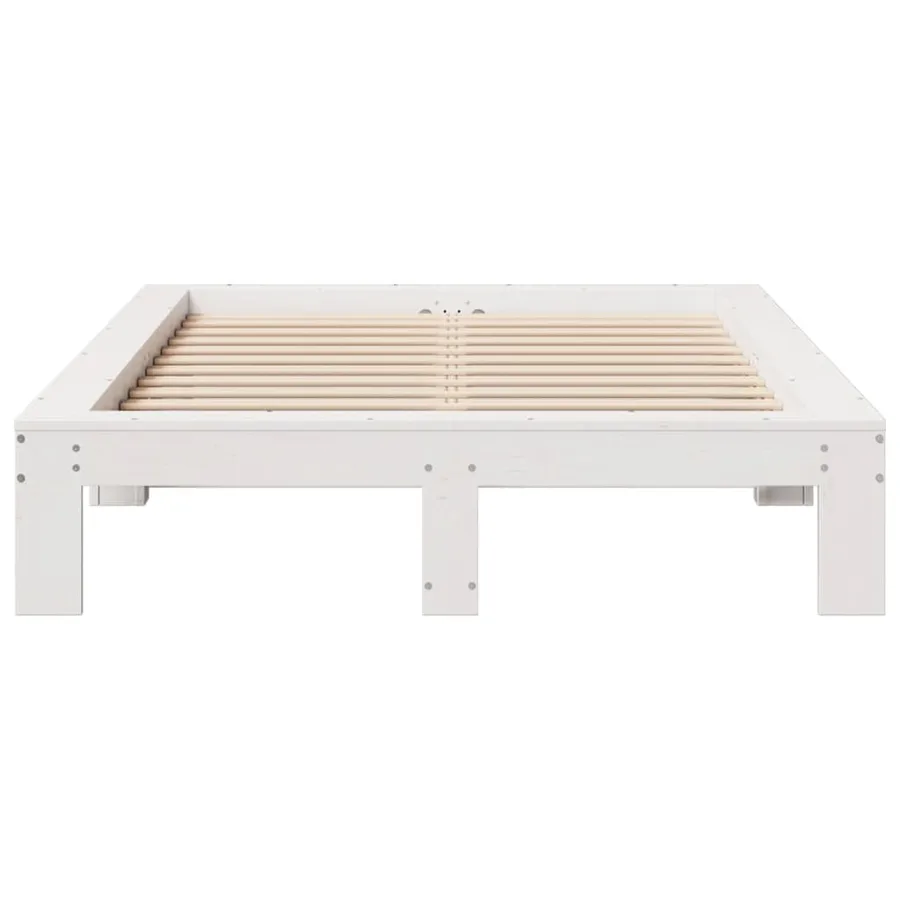 Cadre de lit sans matelas blanc 120x190 cm bois de pin massif - 4