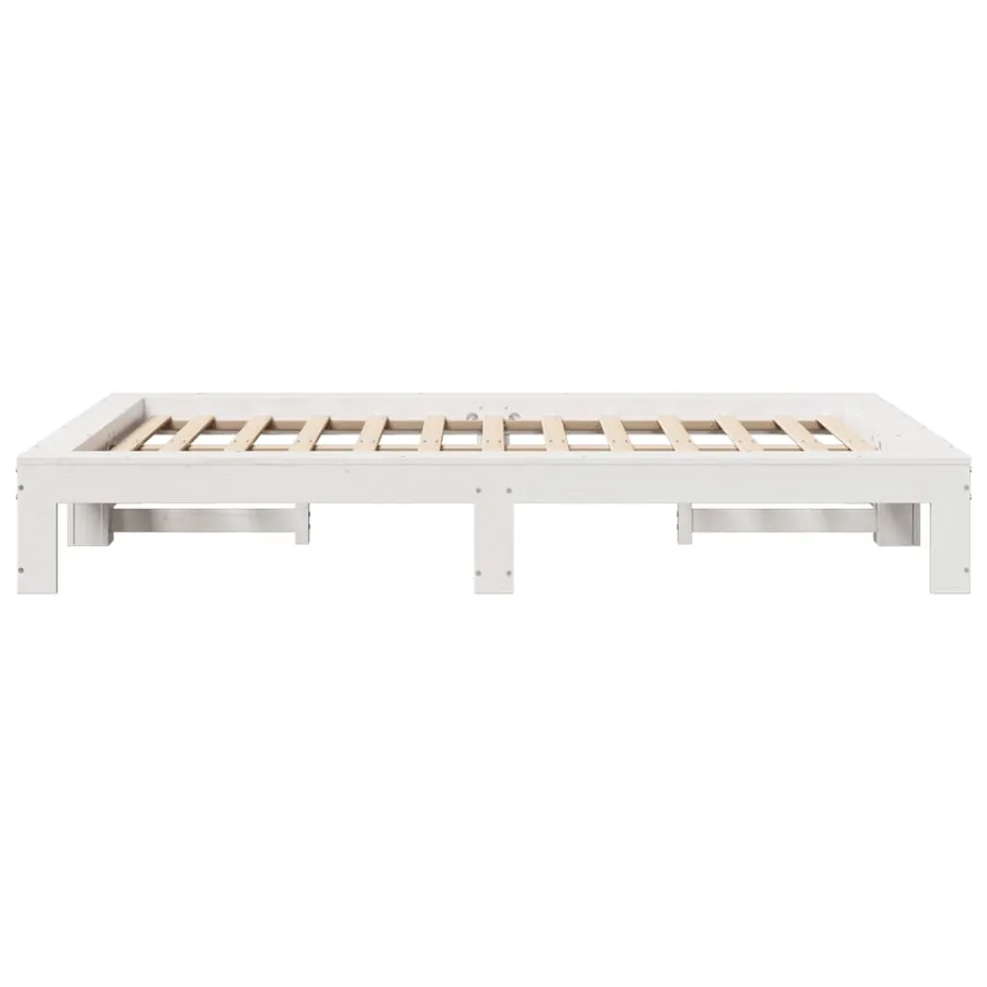Cadre de lit sans matelas blanc 120x190 cm bois de pin massif - 5