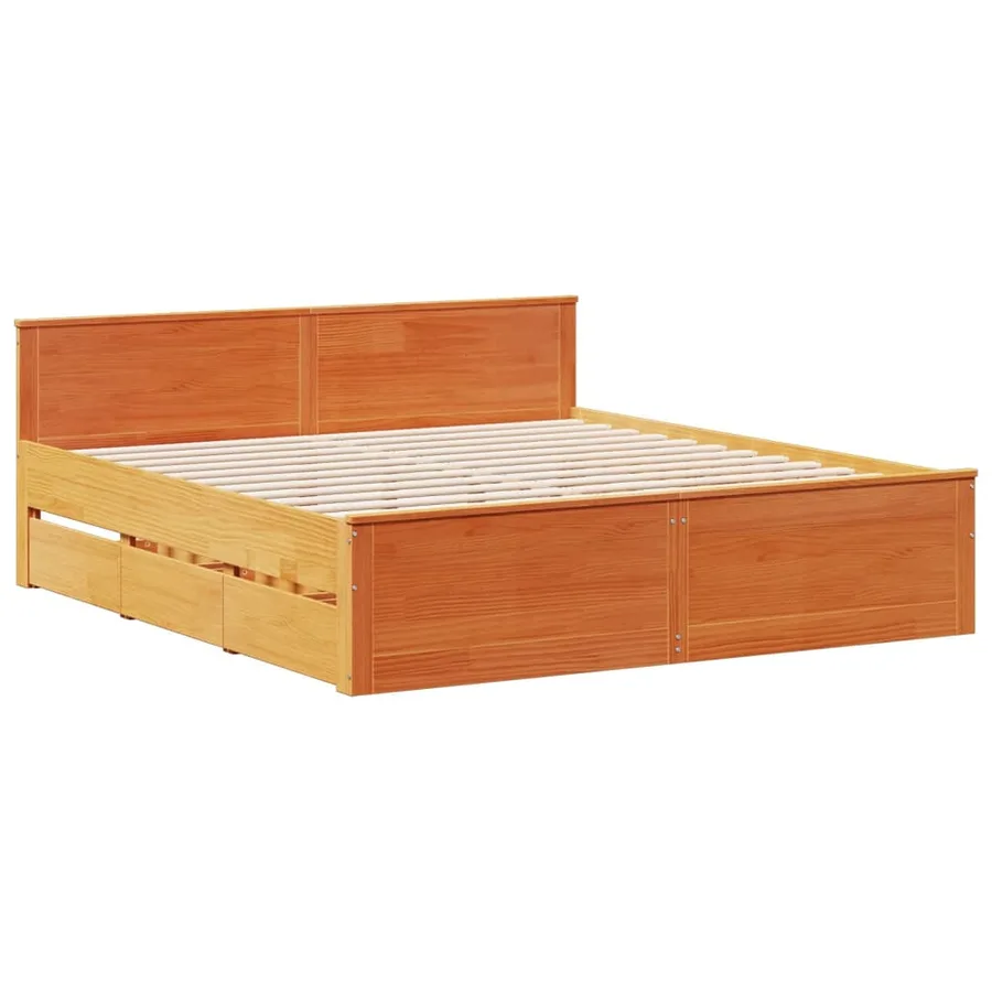 Cadre de lit sans matelas avec tête de lit 180x200 cm bois pin - 3