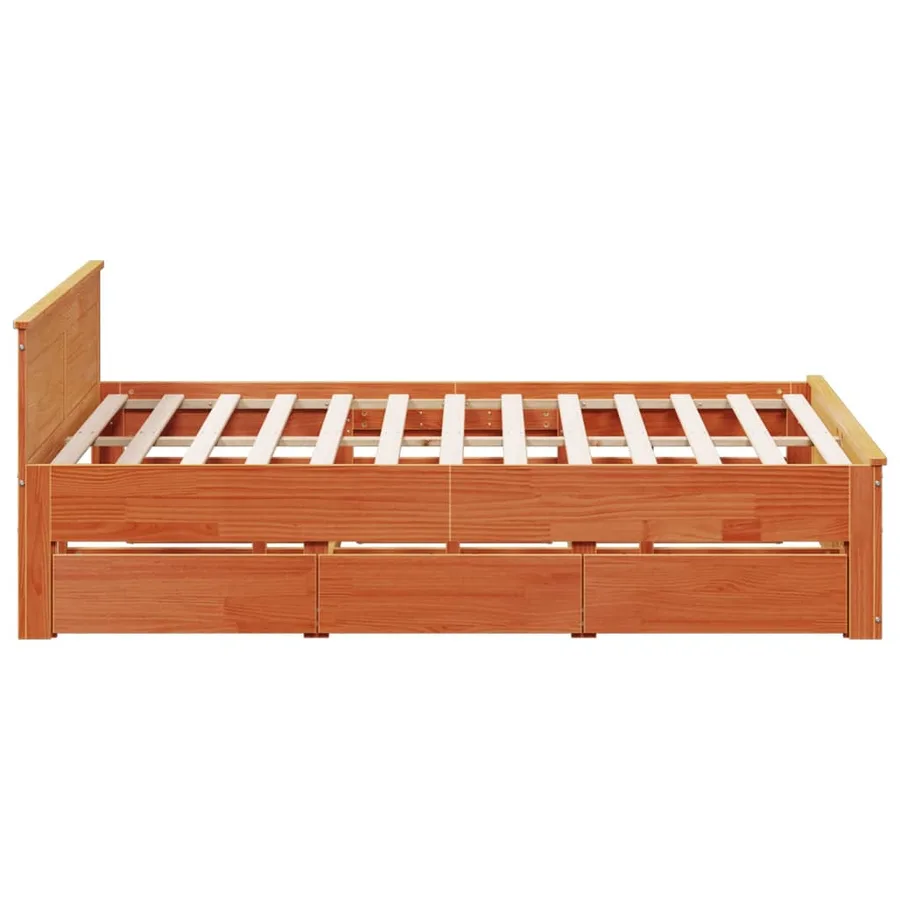Cadre de lit sans matelas avec tête de lit 180x200 cm bois pin - 5