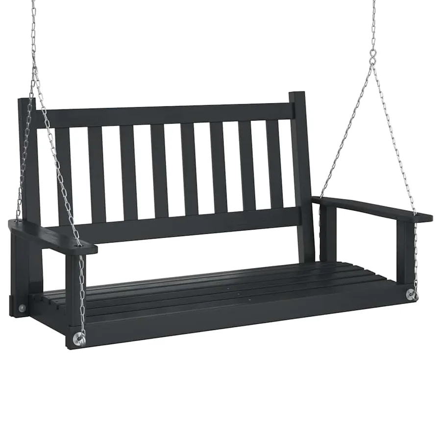 Banc de balançoire de jardin chaînes en métal bois massif sapin - 2