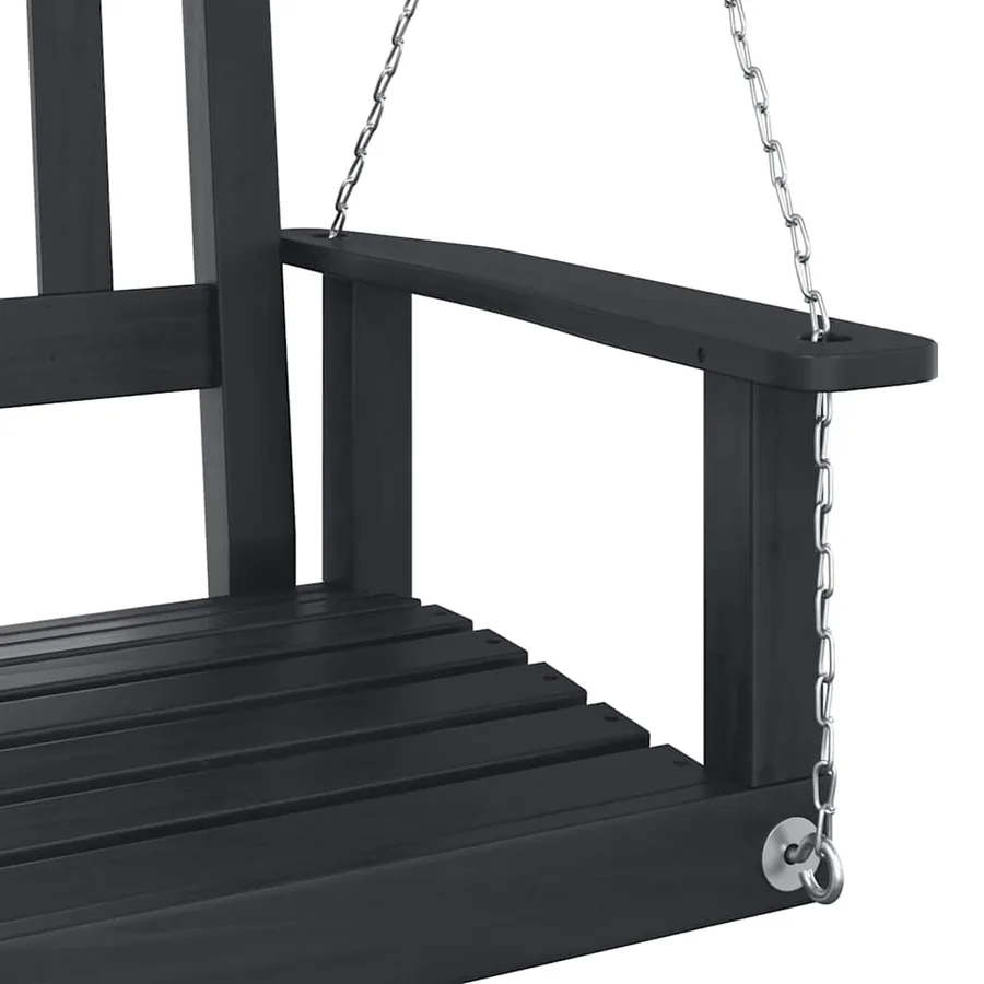 Banc de balançoire de jardin chaînes en métal bois massif sapin - 7