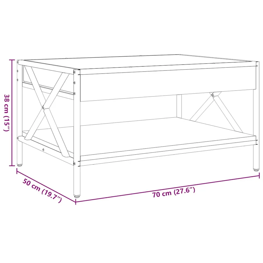 Table basse avec LED infini noir 70x50x38 cm - 13