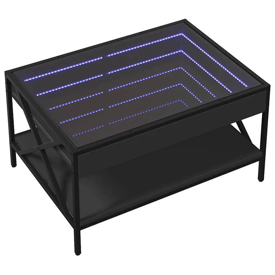 Table basse avec LED infini noir 70x50x38 cm - 3