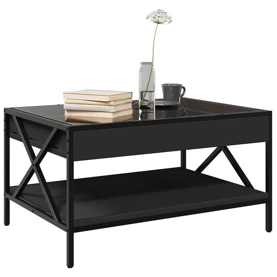 Table basse avec LED infini noir 70x50x38 cm - 5