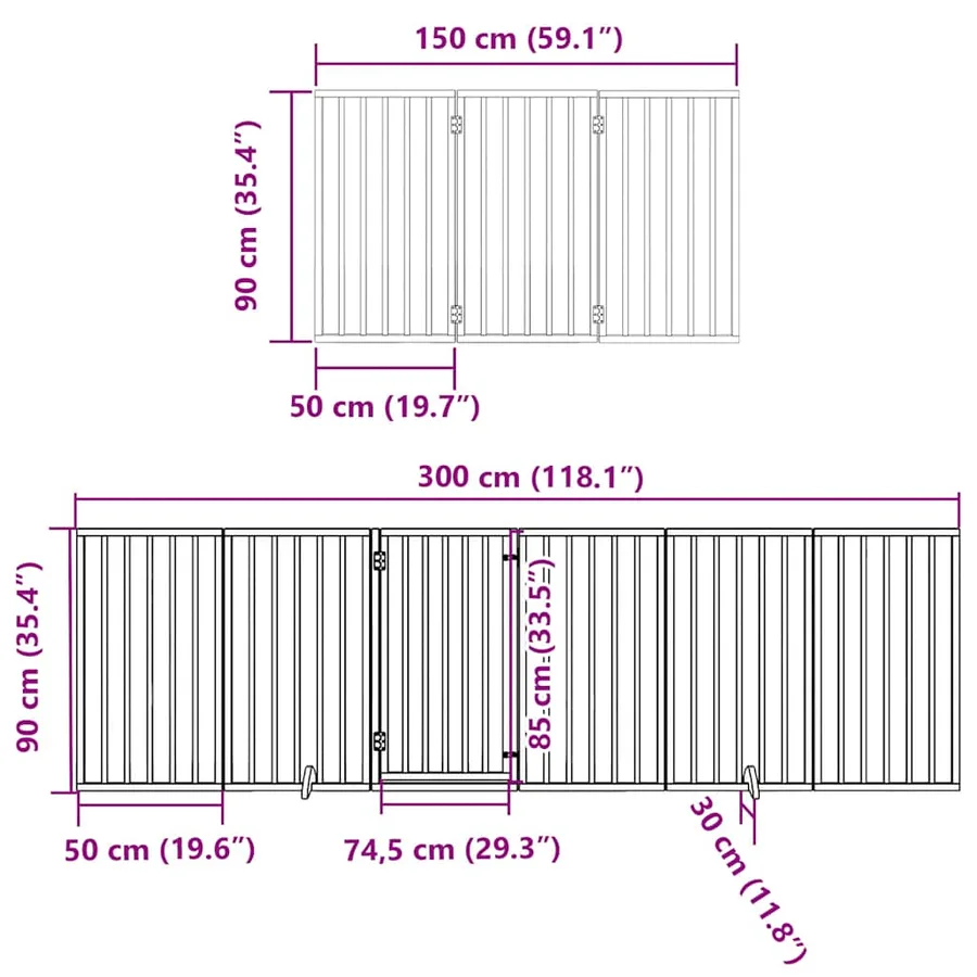 Barrière pour chien porte pliable 12 panneaux bois de peuplier - 11