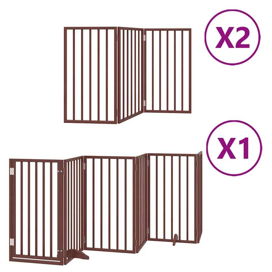 Barrière pour chien porte pliable 12 panneaux bois de peuplier - 2
