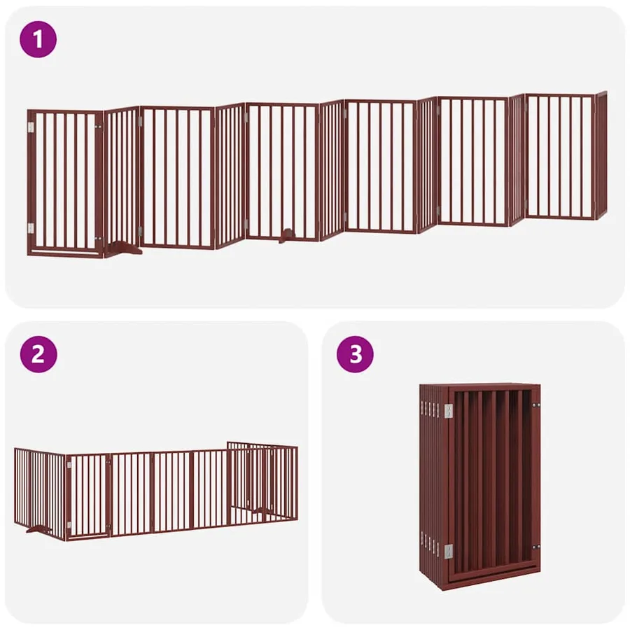 Barrière pour chien porte pliable 12 panneaux bois de peuplier - 5
