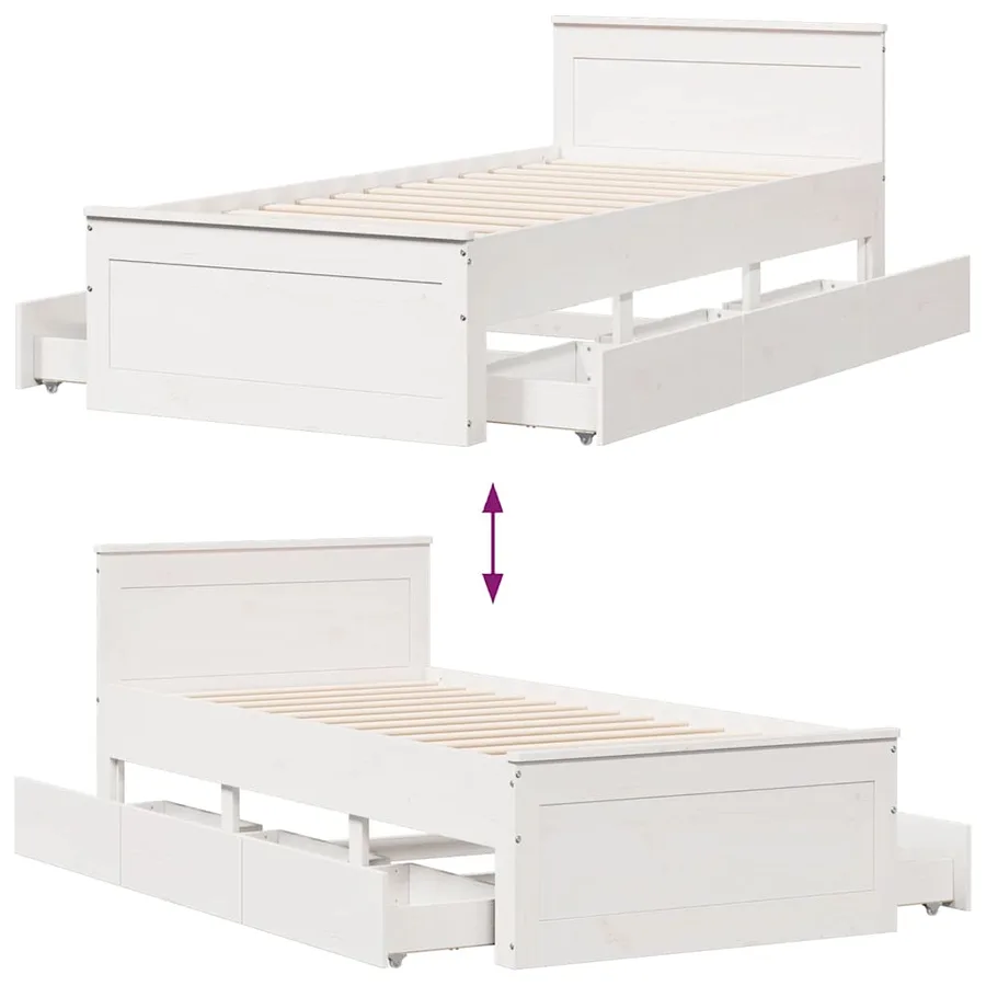 Cadre de lit sans matelas avec tête de lit 90x190 cm pin massif - 10