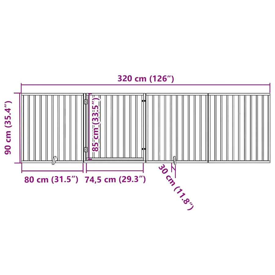Porte pour chien pliable à 4 panneaux, marron, 320 cm, bois de peuplier - 11