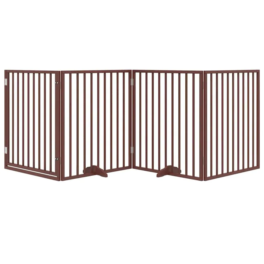 Porte pour chien pliable à 4 panneaux, marron, 320 cm, bois de peuplier - 3