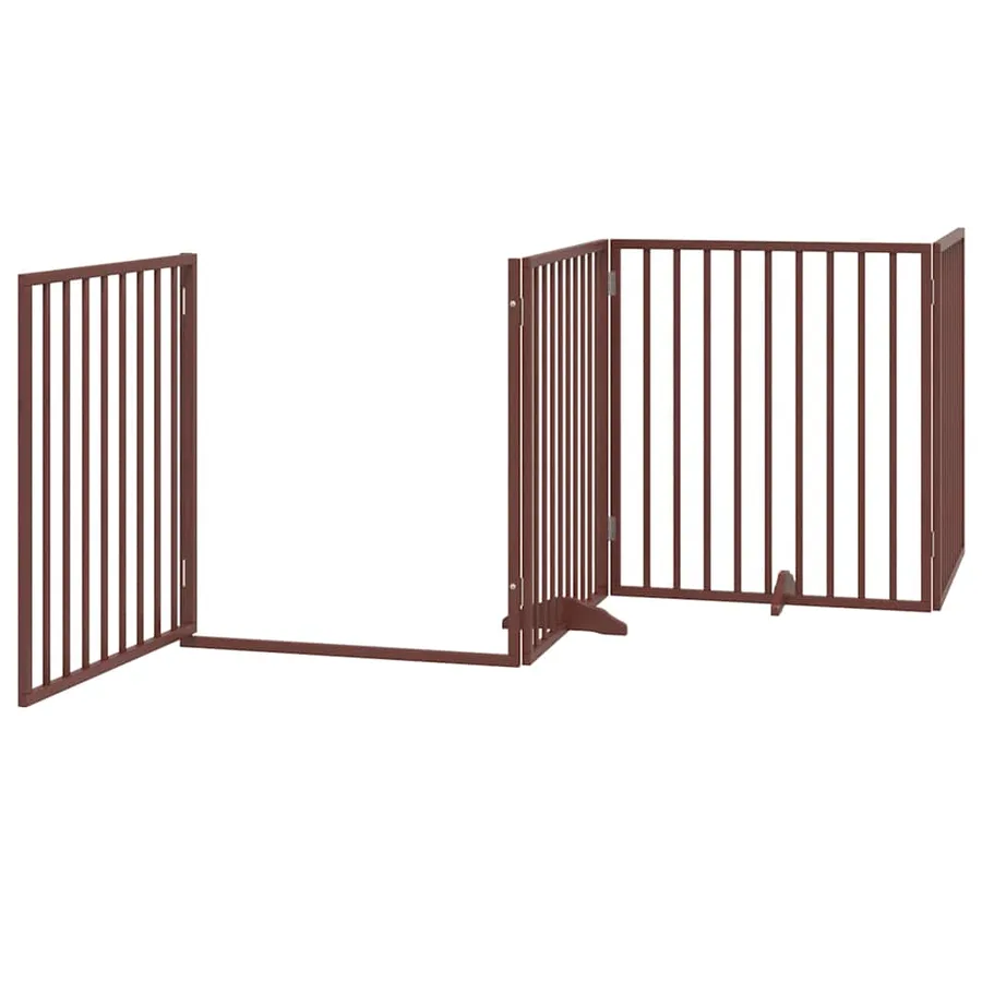 Porte pour chien pliable à 4 panneaux, marron, 320 cm, bois de peuplier - 4