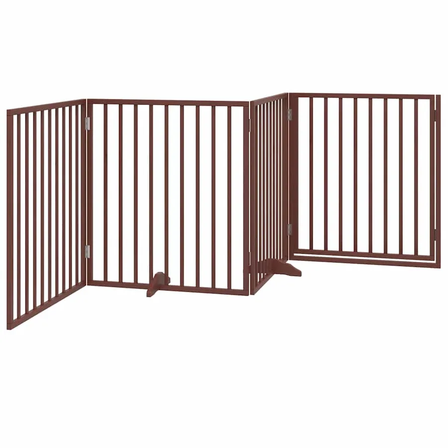Porte pour chien pliable à 4 panneaux, marron, 320 cm, bois de peuplier - 6