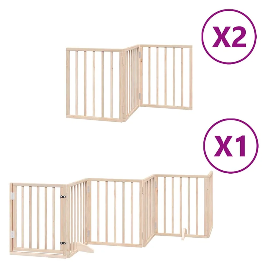 Barrière pour chien porte pliable 12 panneaux bois de peuplier - 2