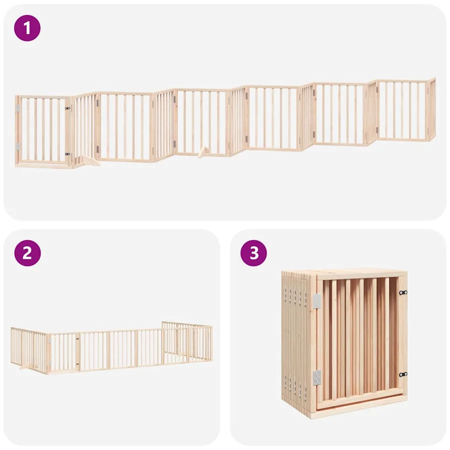 Barrière pour chien porte pliable 12 panneaux bois de peuplier - 6