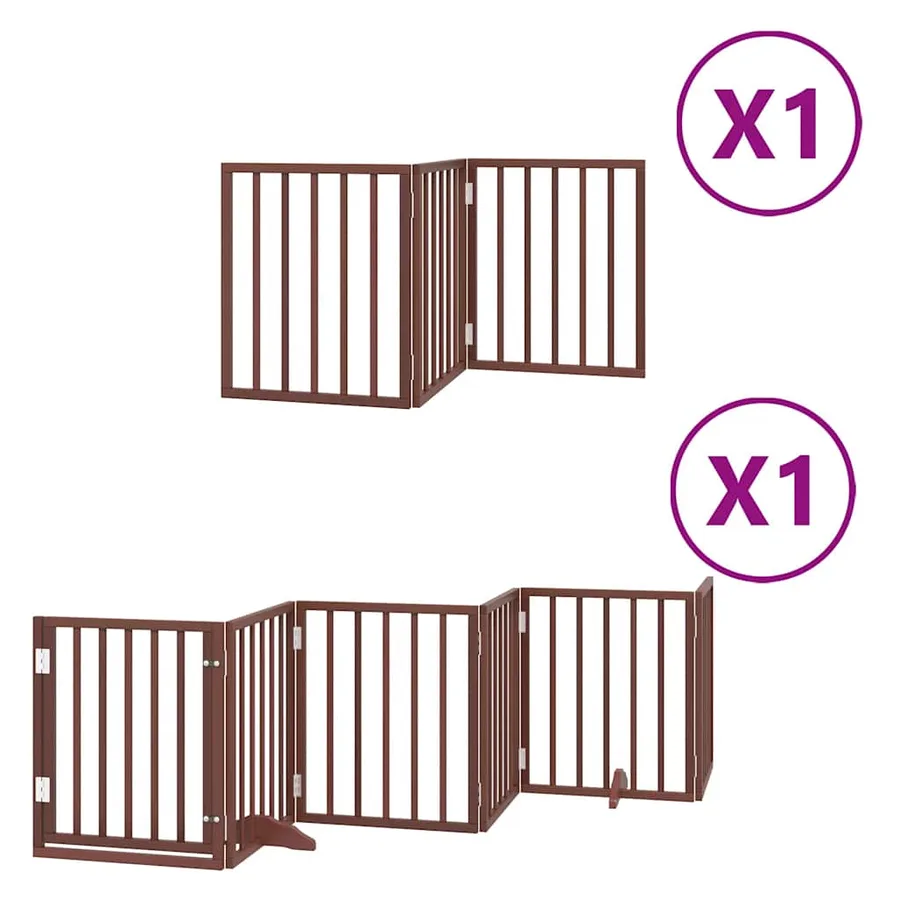 Barrière pour chien porte pliable 9 panneaux bois de peuplier - 2