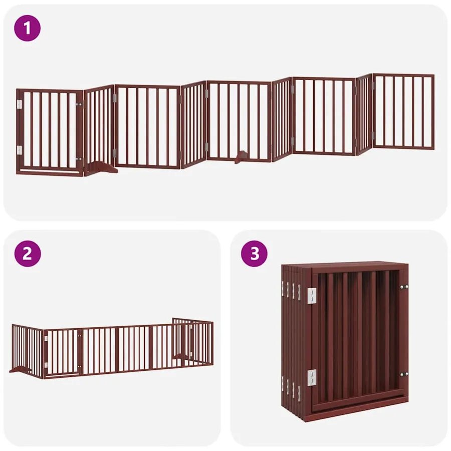 Barrière pour chien porte pliable 9 panneaux bois de peuplier - 5