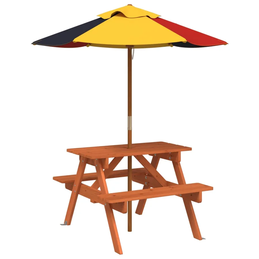 Table de pique-nique pour 4 enfants avec parasol bois de sapin - 2
