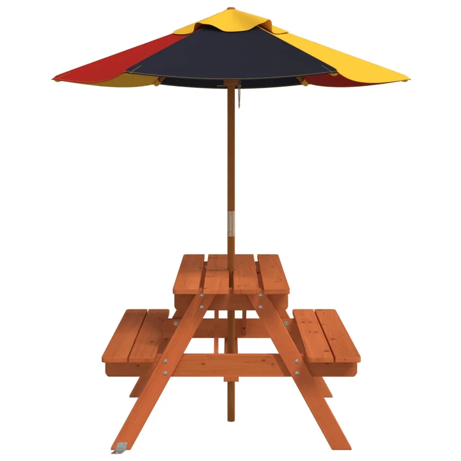 Table de pique-nique pour 4 enfants avec parasol bois de sapin - 4