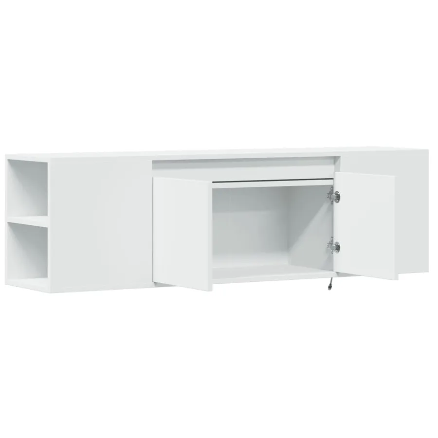 Meuble TV mural avec lumières LED blanc 135x31x39,5 cm - 9