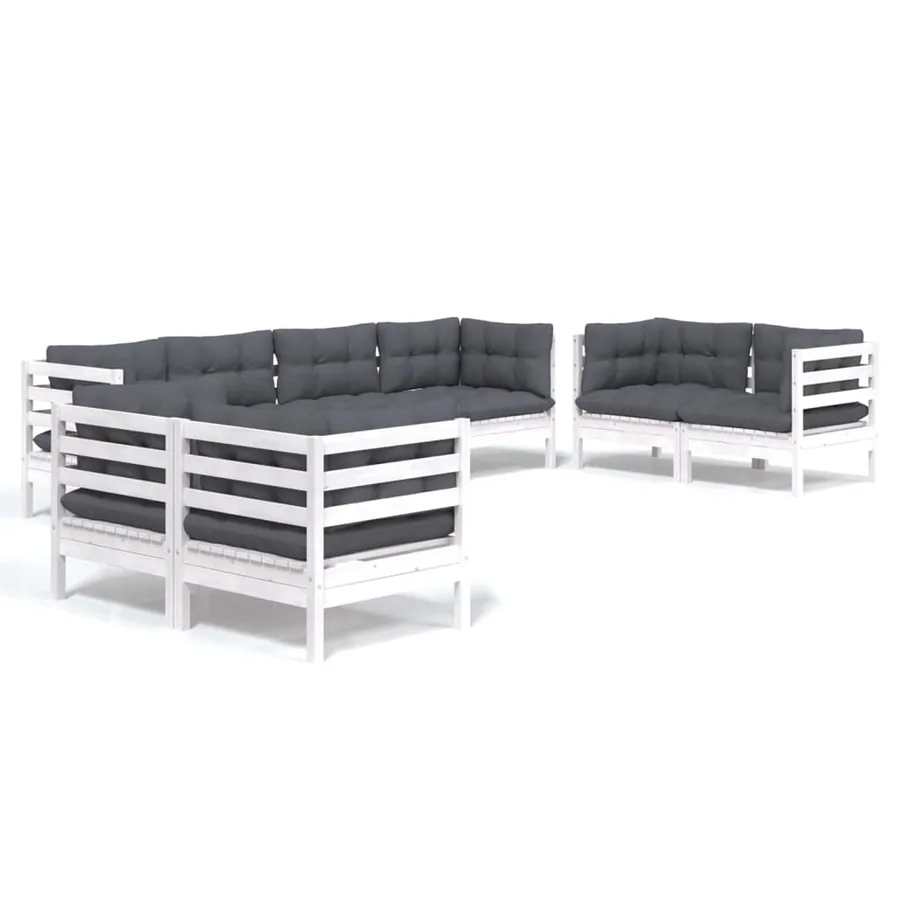 Salon de jardin 8 pcs avec coussins bois de pin massif - 2