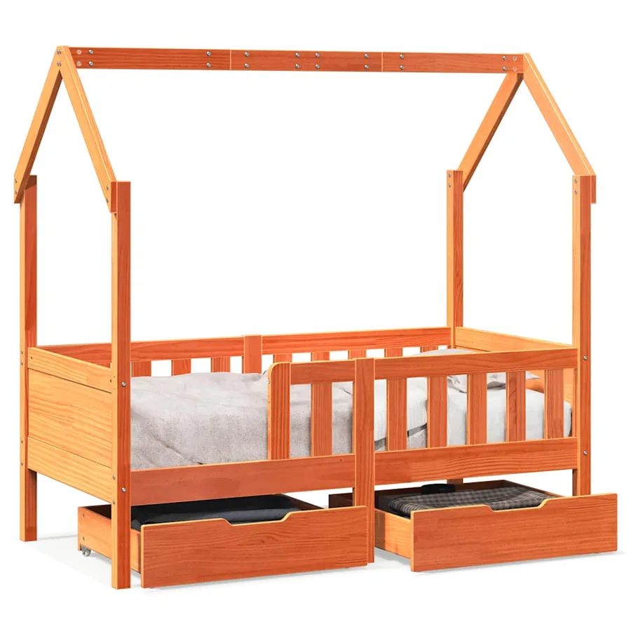 Cadre de lit enfant avec tiroirs sans matelas 80x170 cm bois - 2
