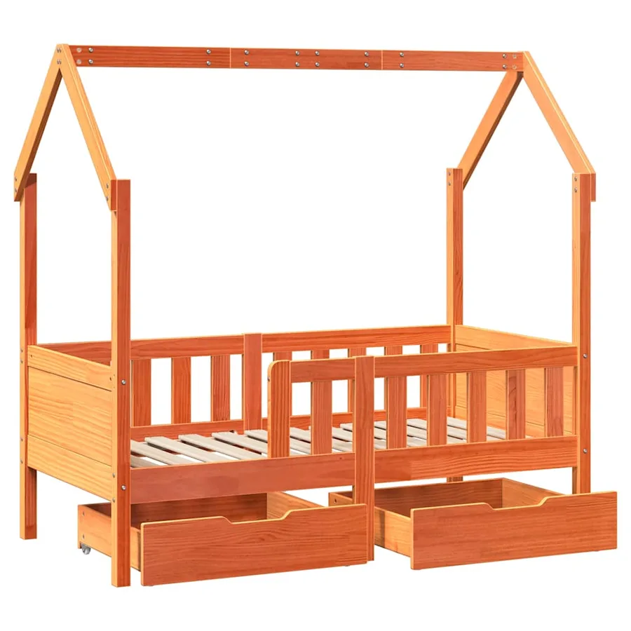 Cadre de lit enfant avec tiroirs sans matelas 80x170 cm bois - 9