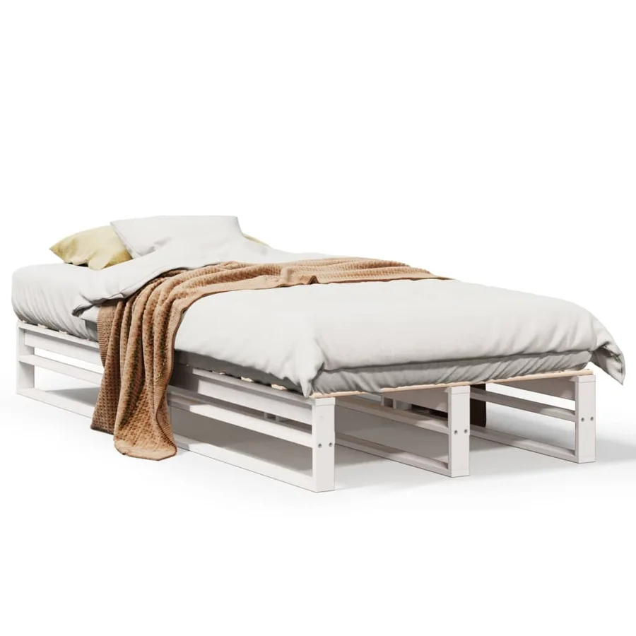 Cadre de lit sans matelas blanc 100x200 cm bois de pin massif - 2