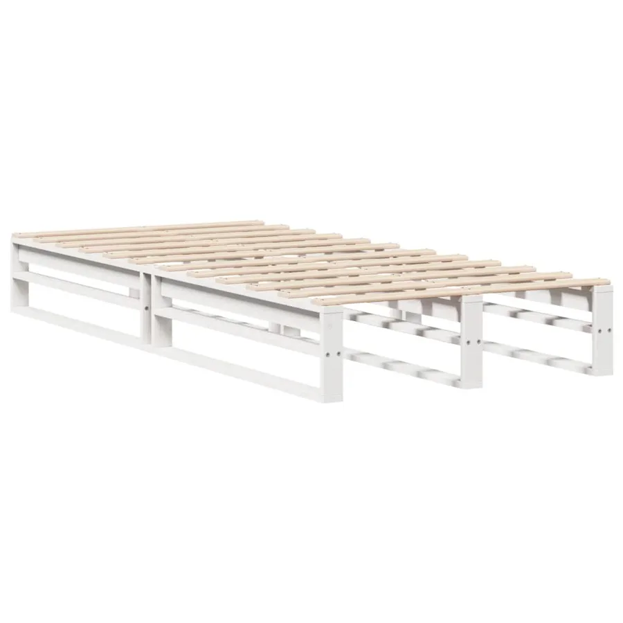 Cadre de lit sans matelas blanc 100x200 cm bois de pin massif - 3