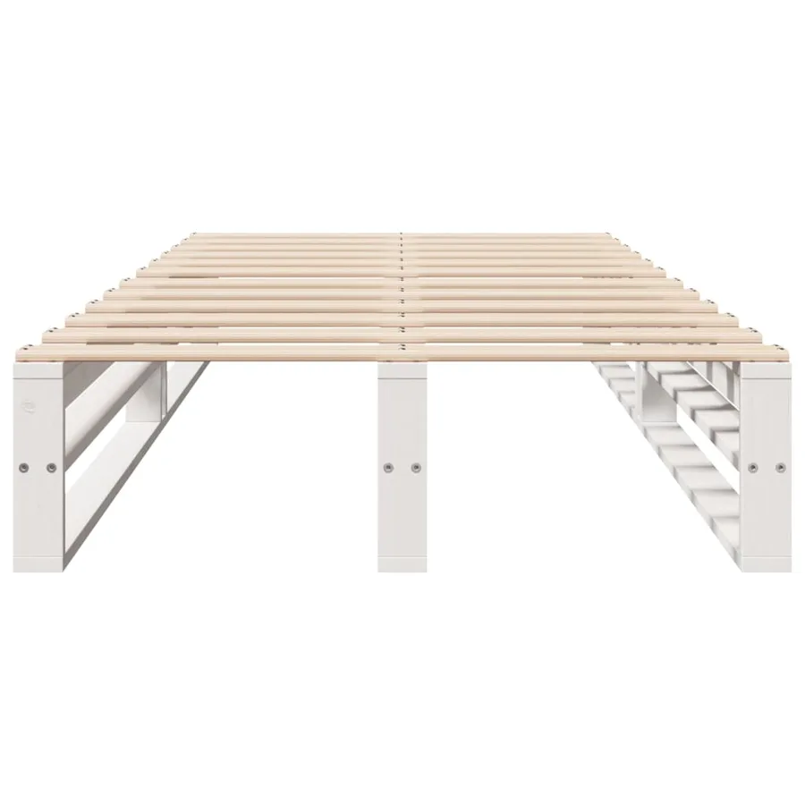 Cadre de lit sans matelas blanc 100x200 cm bois de pin massif - 4
