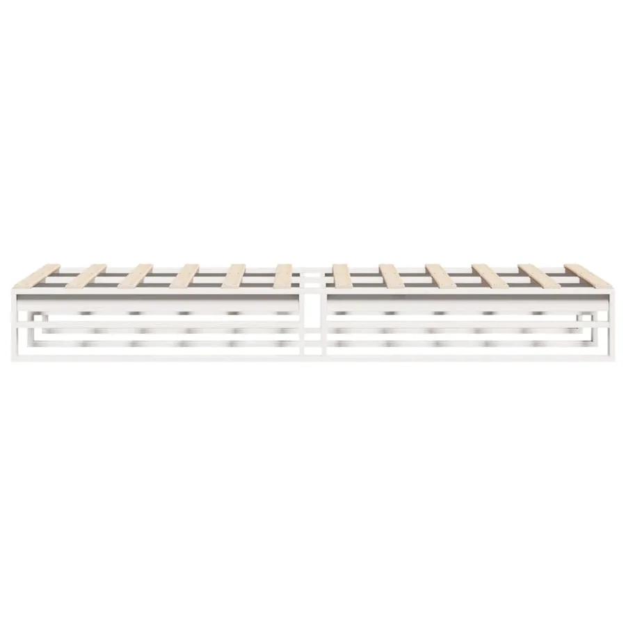 Cadre de lit sans matelas blanc 100x200 cm bois de pin massif - 5