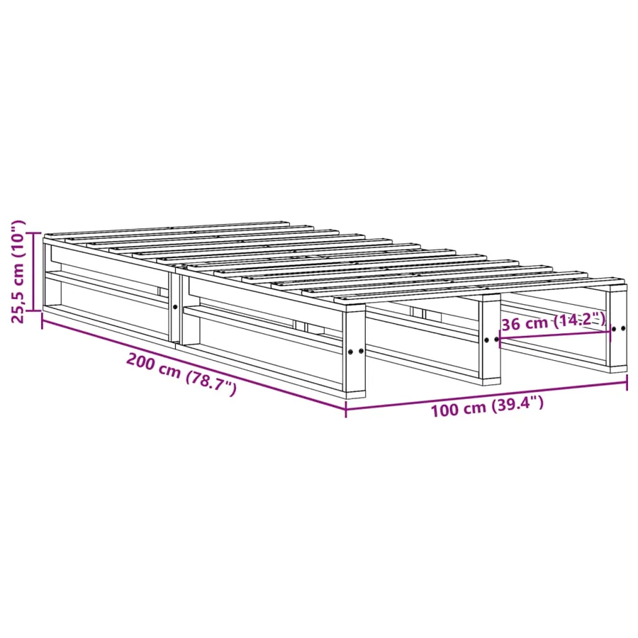 Cadre de lit sans matelas blanc 100x200 cm bois de pin massif - 9
