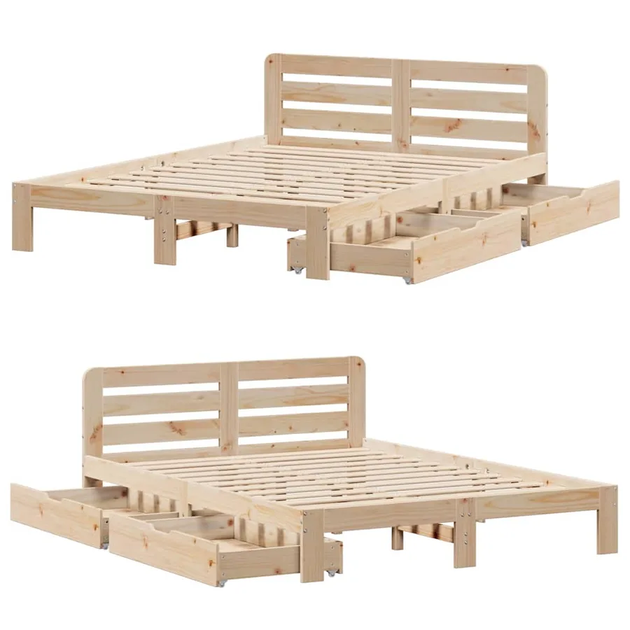 Cadre de lit sans matelas 120x190 cm bois de pin massif - 9