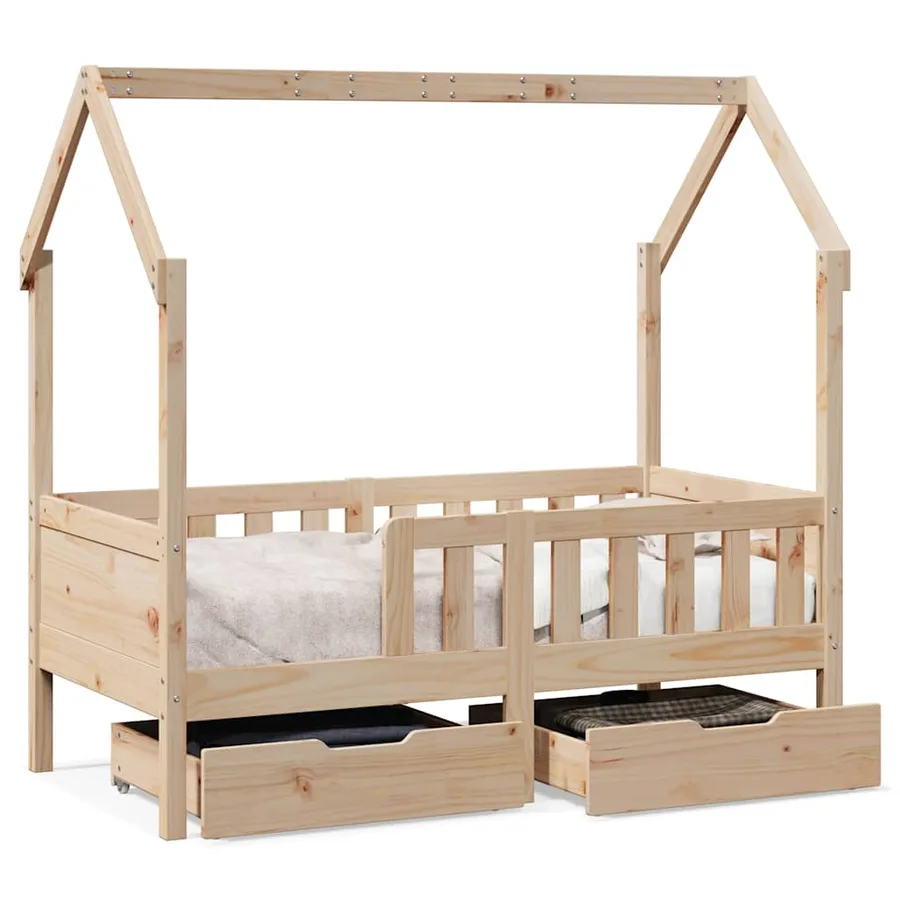 Cadre de lit enfant avec tiroirs sans matelas 80x170 cm bois - 2