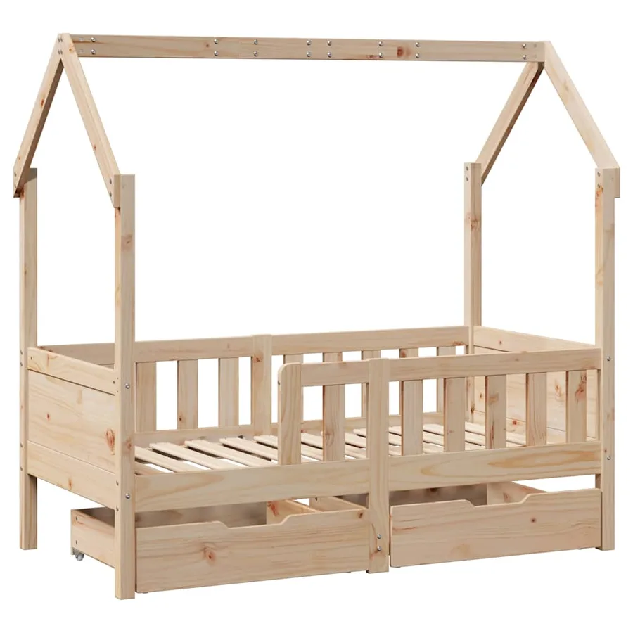 Cadre de lit enfant avec tiroirs sans matelas 80x170 cm bois - 3