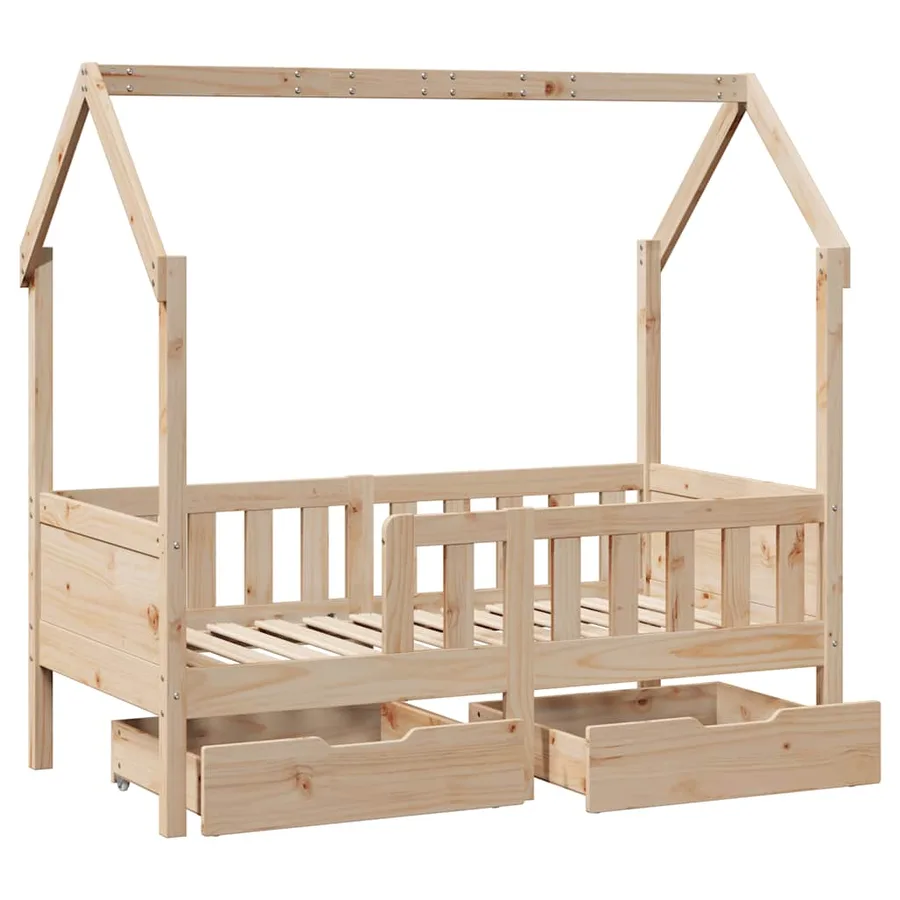 Cadre de lit enfant avec tiroirs sans matelas 80x170 cm bois - 9