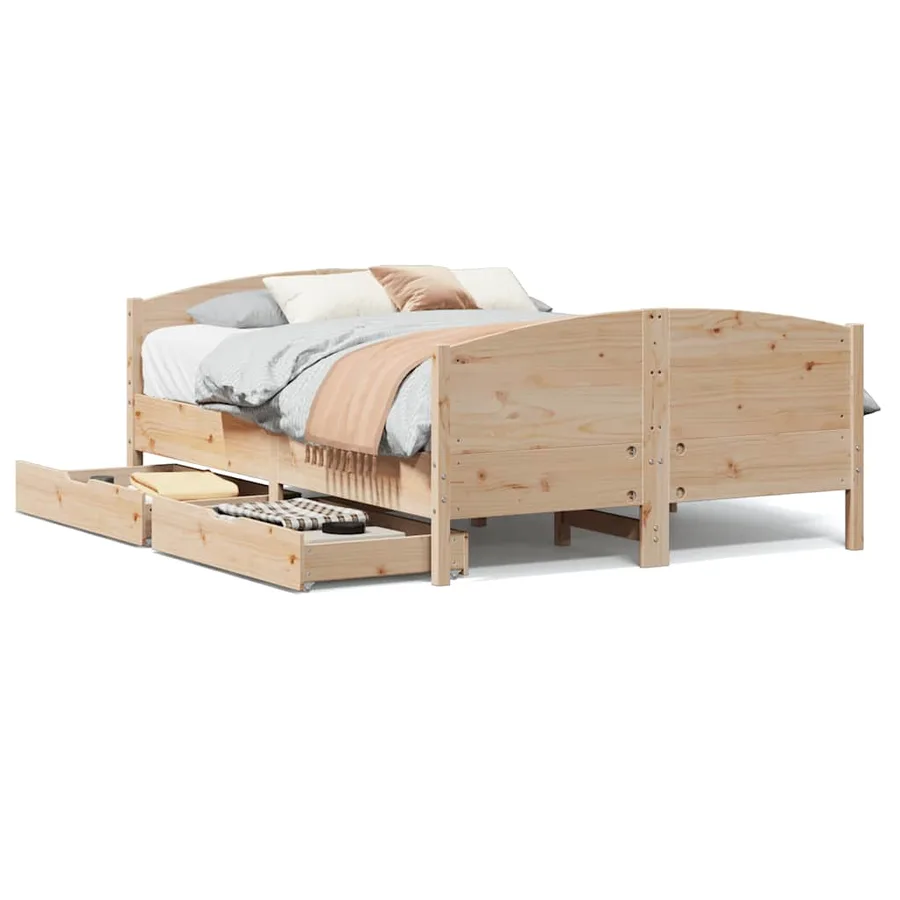 Cadre de lit sans matelas 120x190 cm bois de pin massif - 2