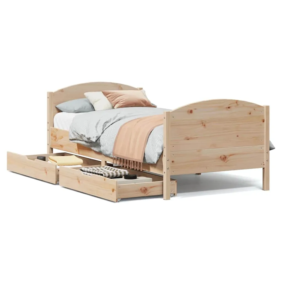 Cadre de lit sans matelas 90x190 cm bois de pin massif - 2