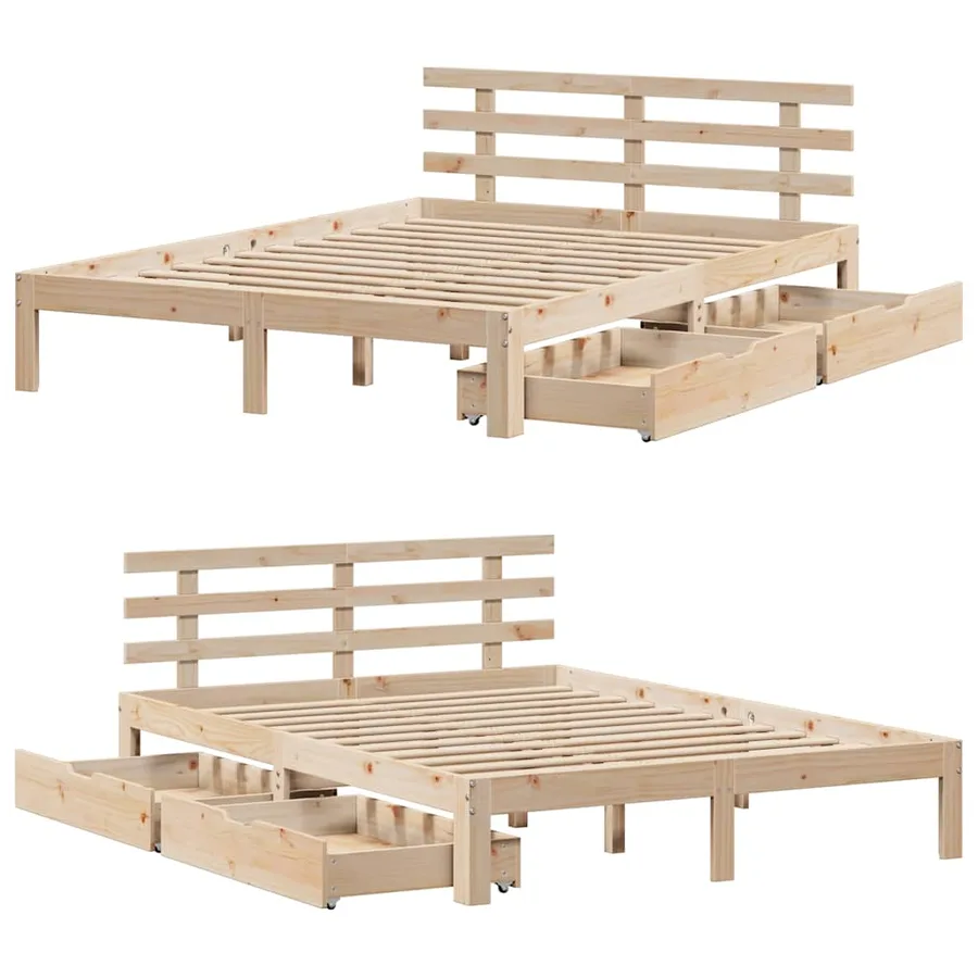 Cadre de lit avec tiroirs sans matelas 120x200 cm - 9