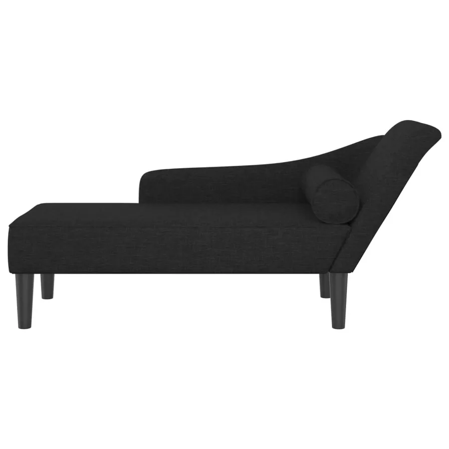 Chaise longue avec coussins noir tissu - 3